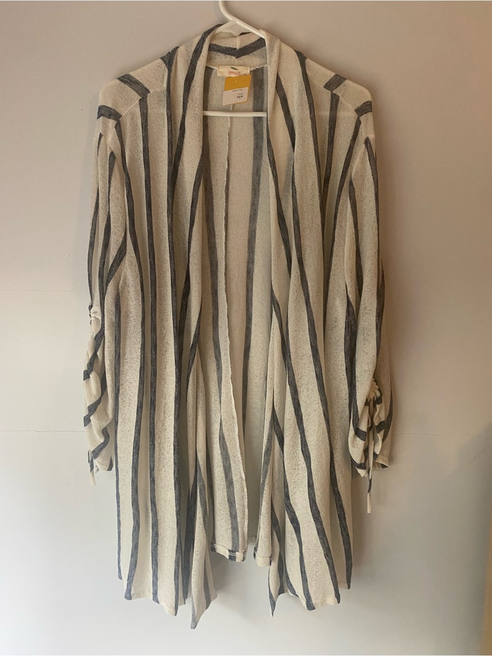 Striped Open Front Cardigan - Cream & Navy